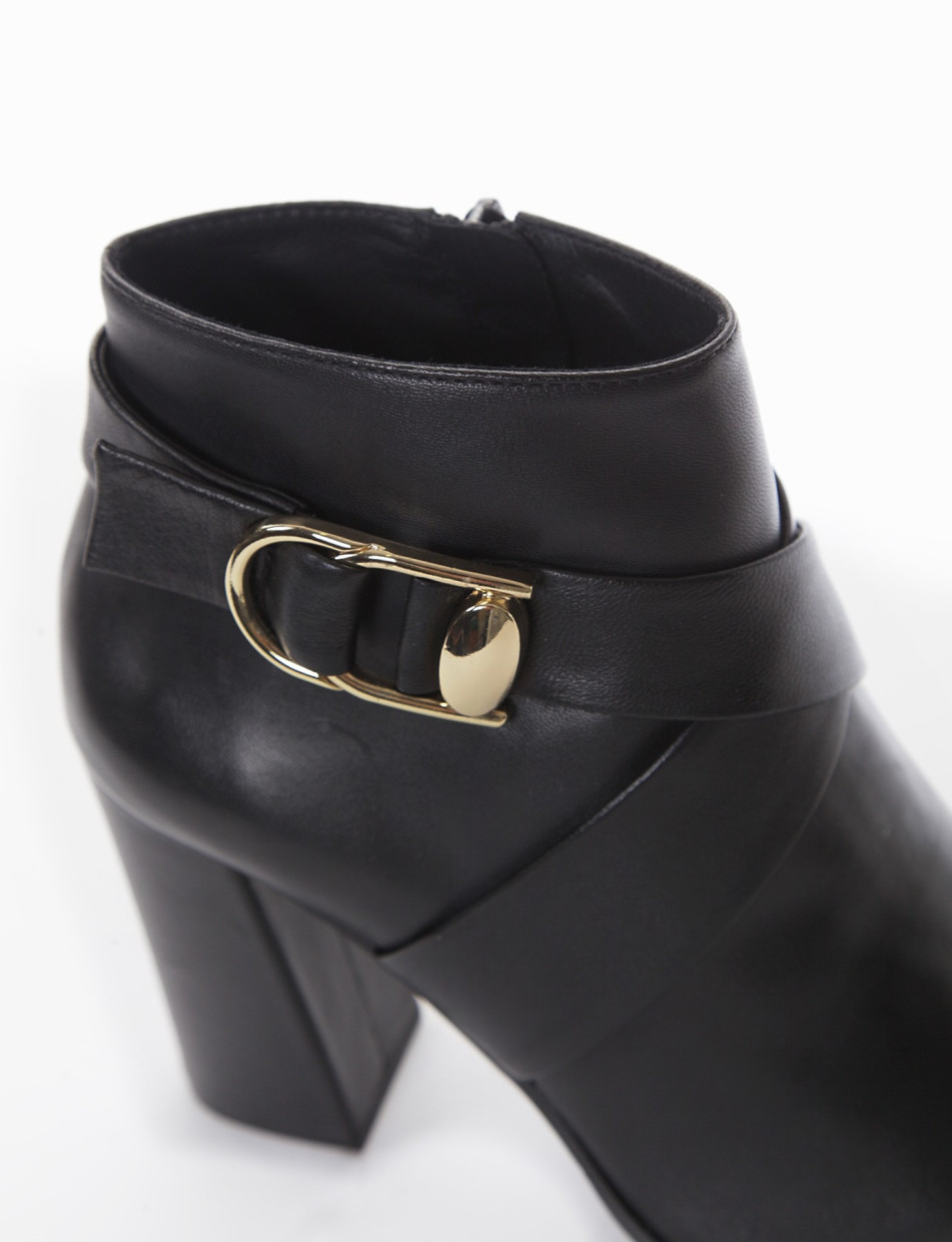 High heel ankle boots heel 9 cm black leather