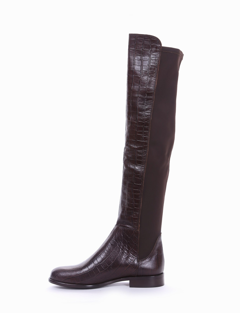 Low heel boots heel 2 cm brown coconut