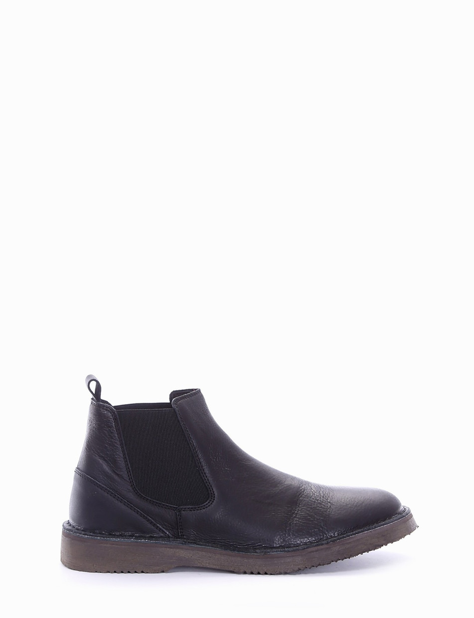 Ankle boots heel 2 cm black leather