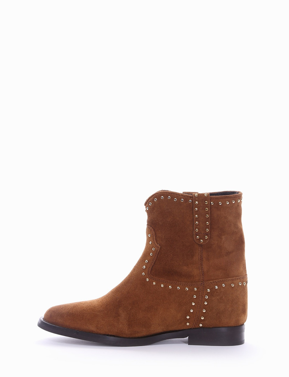 Low heel ankle boots heel 2 cm brown chamois