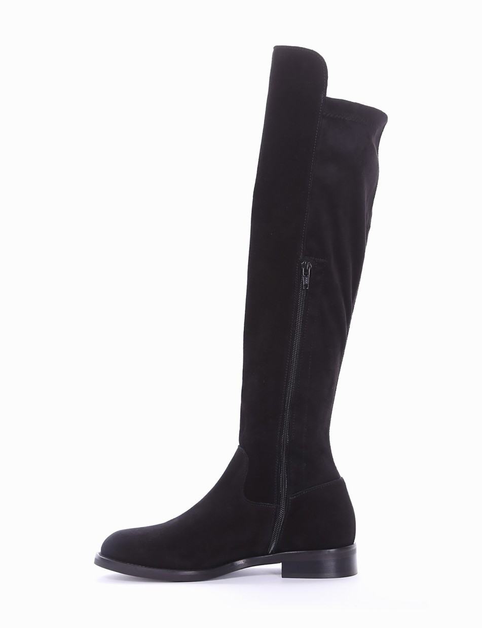 Low heel boots heel 2 cm black chamois