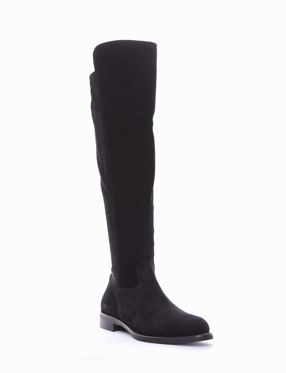 Low heel boots heel 2 cm black chamois