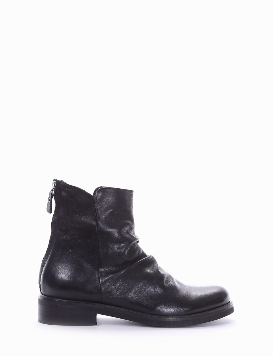 Low heel ankle boots heel 2 cm black leather