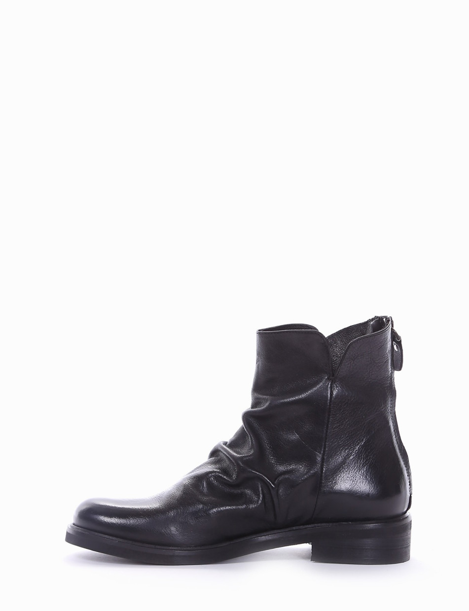 Low heel ankle boots heel 2 cm black leather