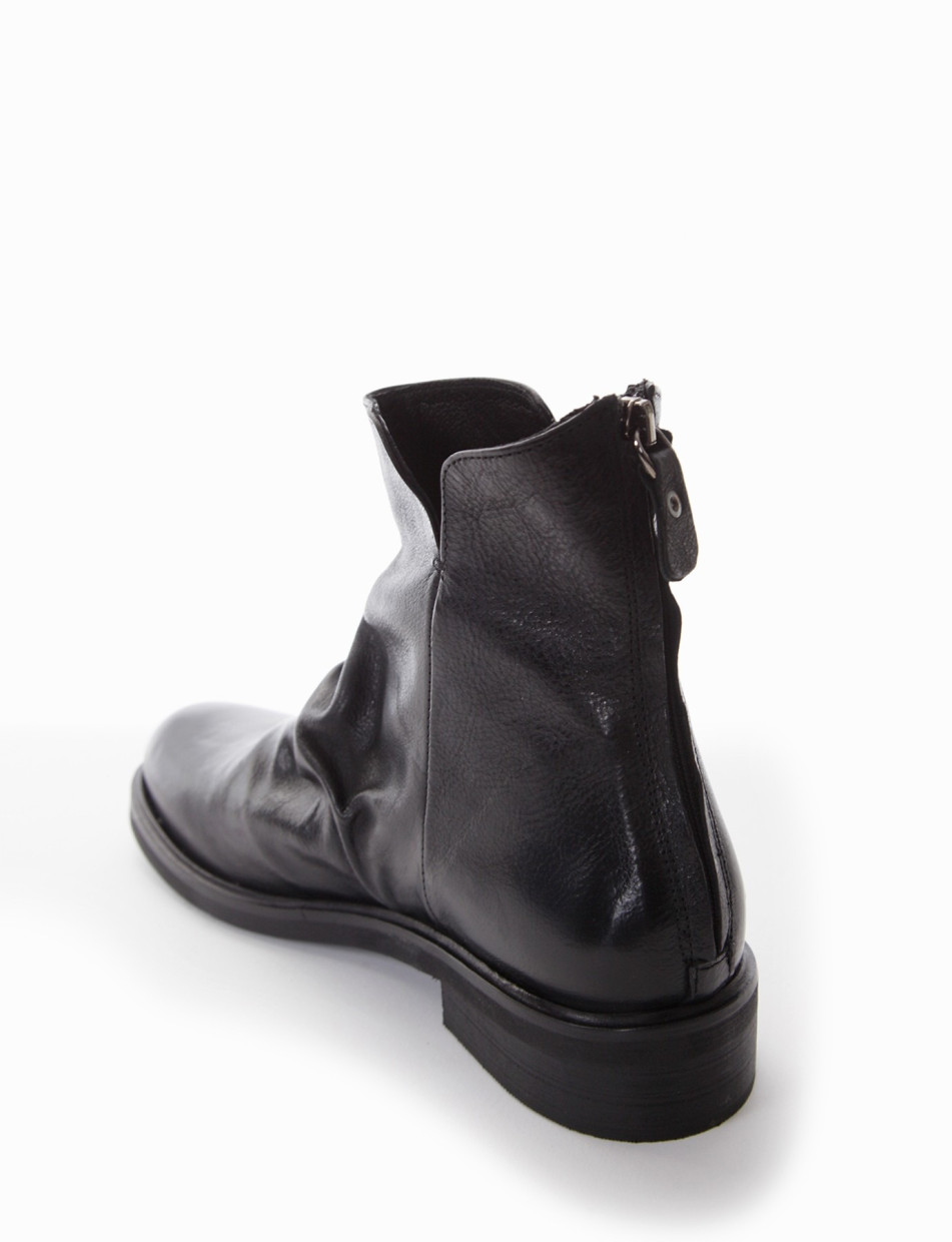 Low heel ankle boots heel 2 cm black leather