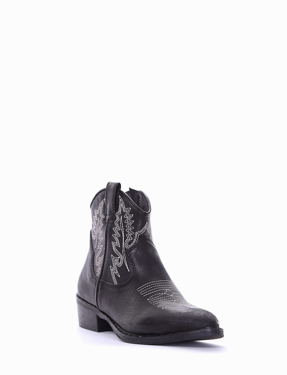 Low heel ankle boots heel 2 cm black leather