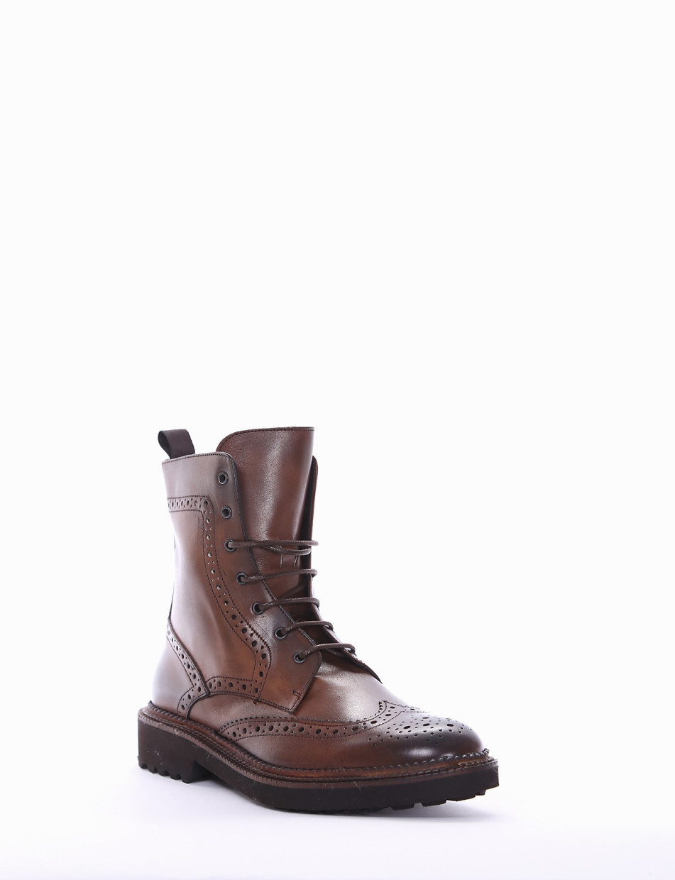 Combat boots heel 2 cm brown leather