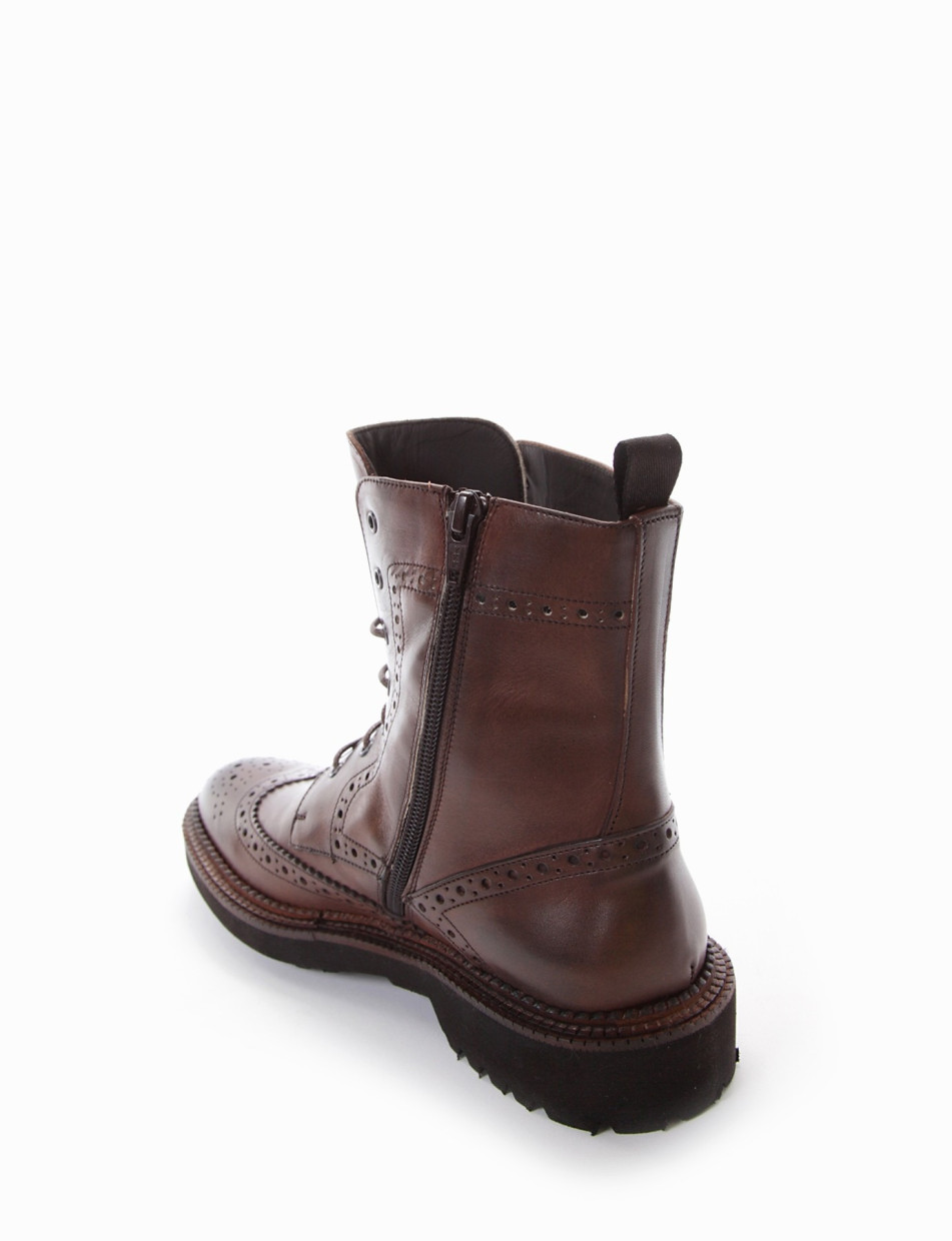 Combat boots heel 2 cm brown leather