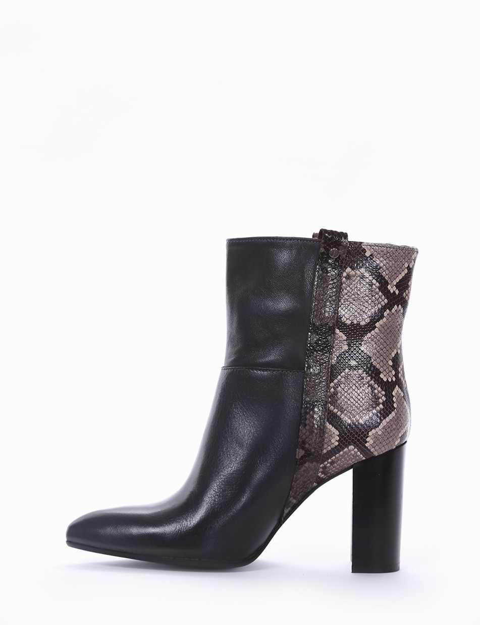 High heel ankle boots heel 10 cm grey leather