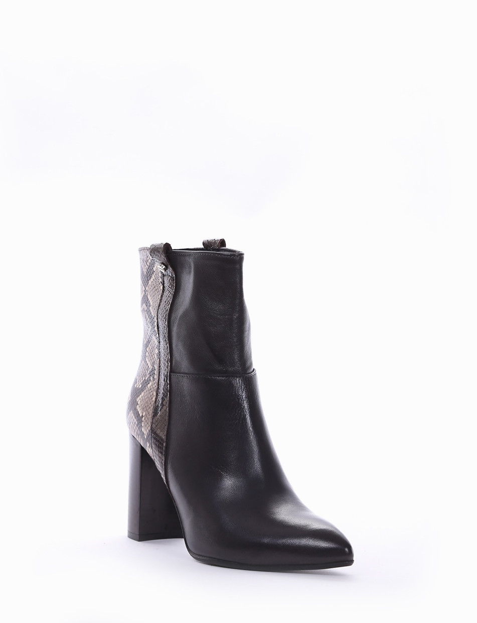 High heel ankle boots heel 10 cm grey leather