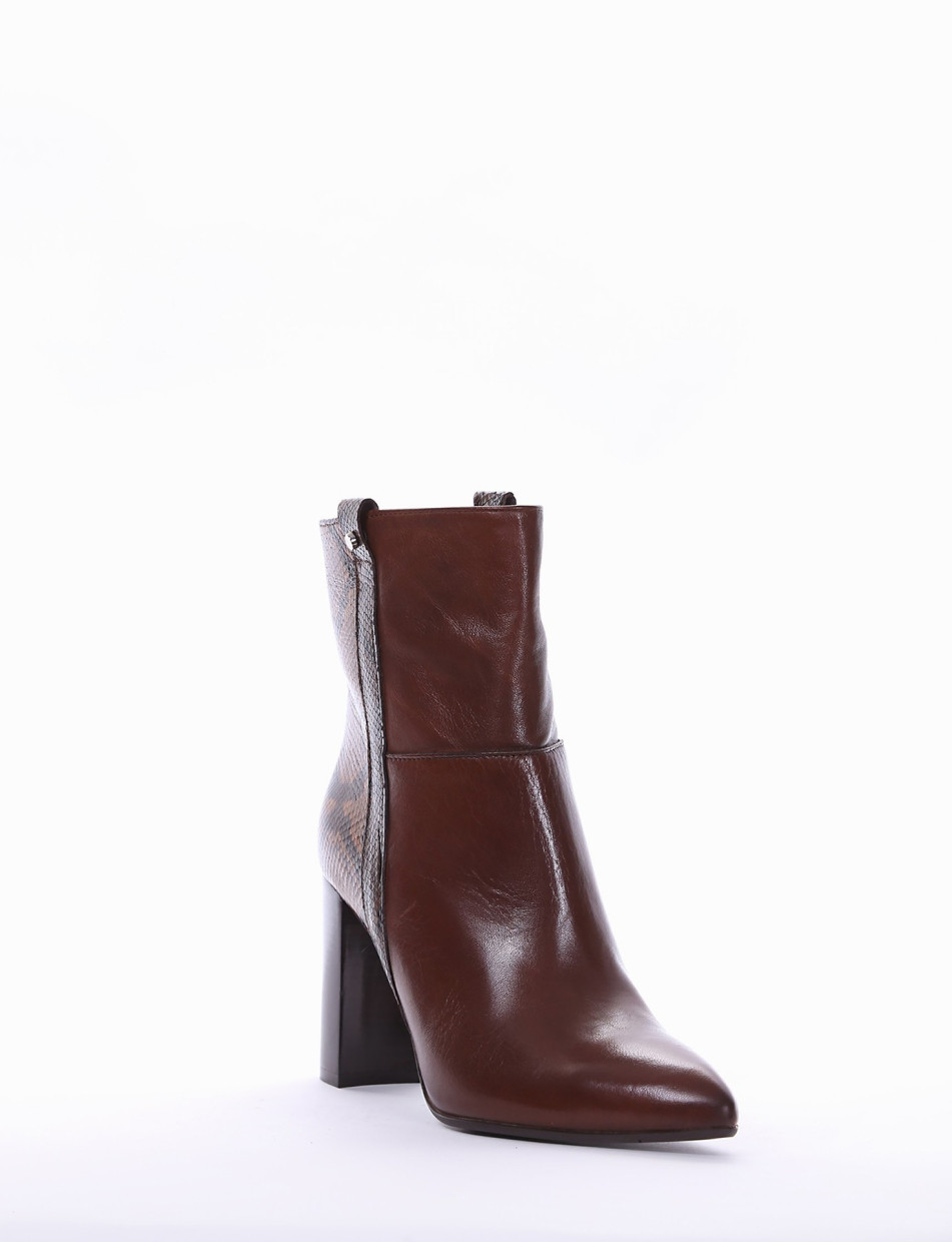 High heel ankle boots heel 10 cm brown leather