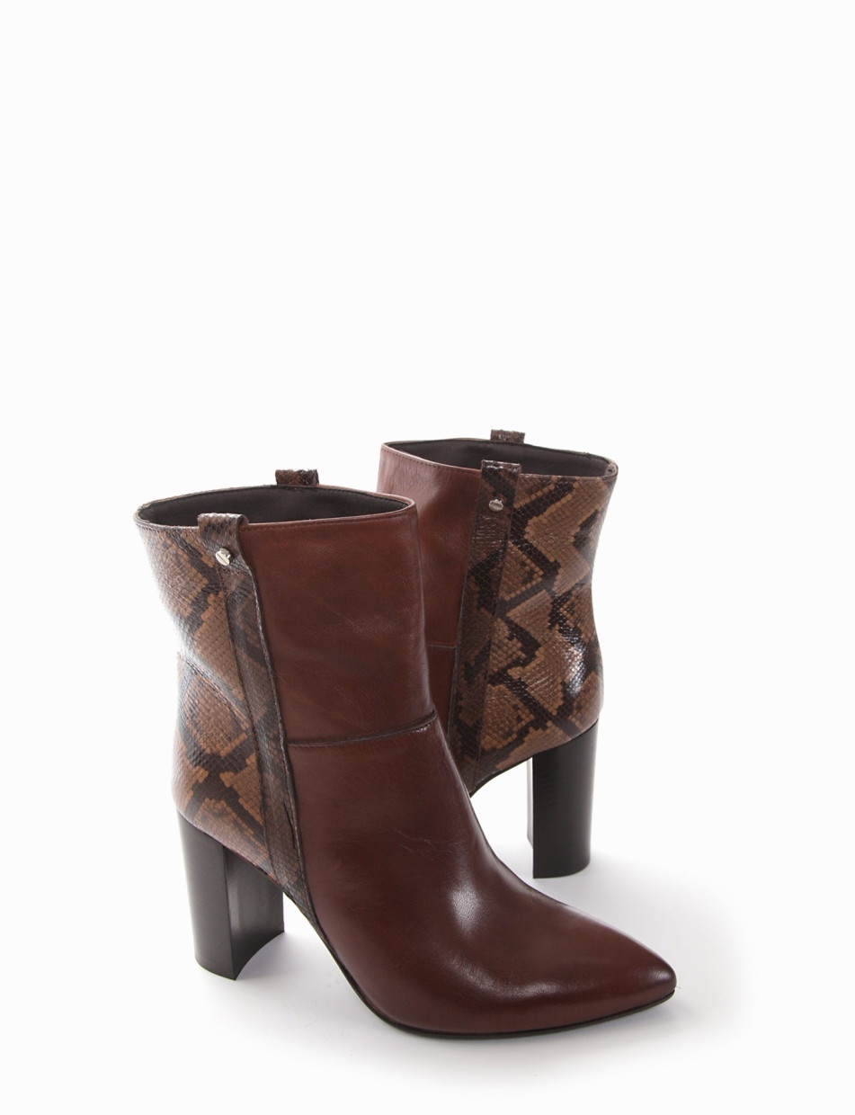 High heel ankle boots heel 10 cm brown leather