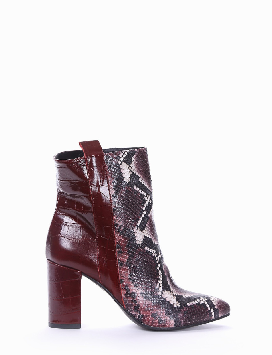 High heel ankle boots heel 8 cm bordeaux leather