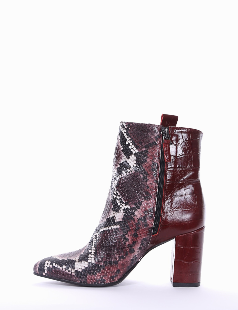 High heel ankle boots heel 8 cm bordeaux leather