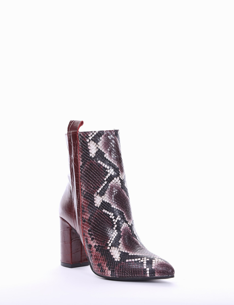 High heel ankle boots heel 8 cm bordeaux leather