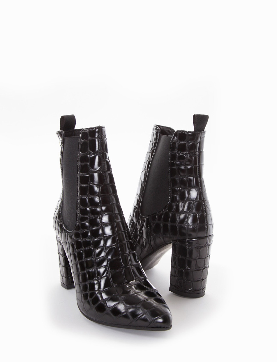 High heel ankle boots heel 8 cm black coconut