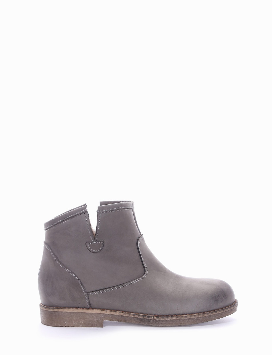 Low heel ankle boots heel 2 cm grey leather