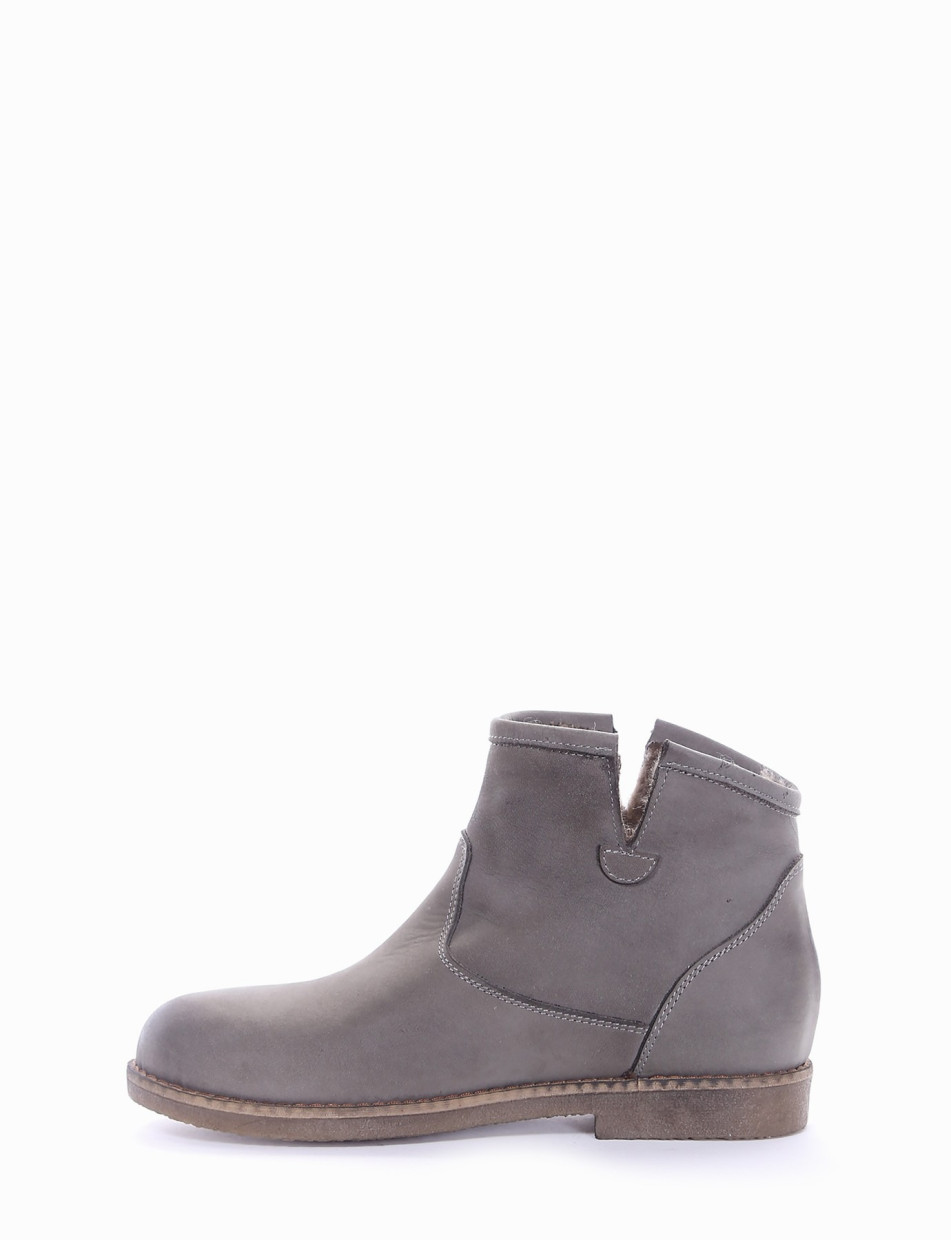 Low heel ankle boots heel 2 cm grey leather