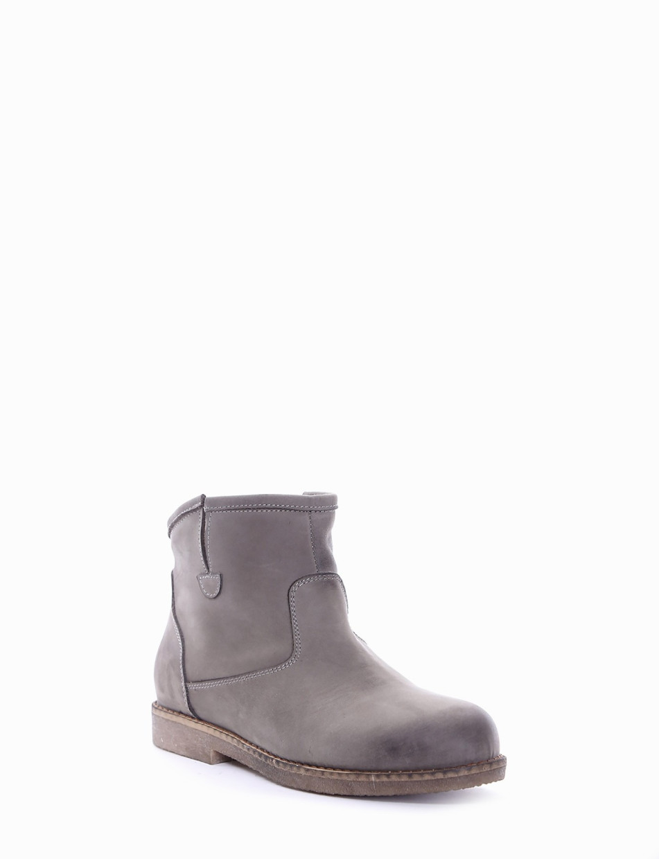 Low heel ankle boots heel 2 cm grey leather