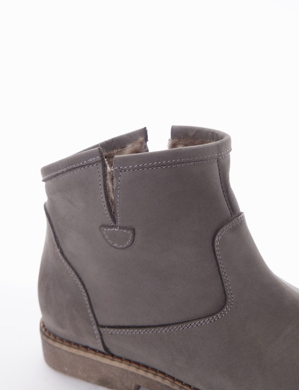 Low heel ankle boots heel 2 cm grey leather