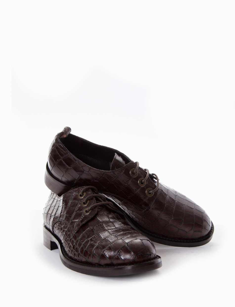 Lace-up shoes heel 2 cm dark brown coconut