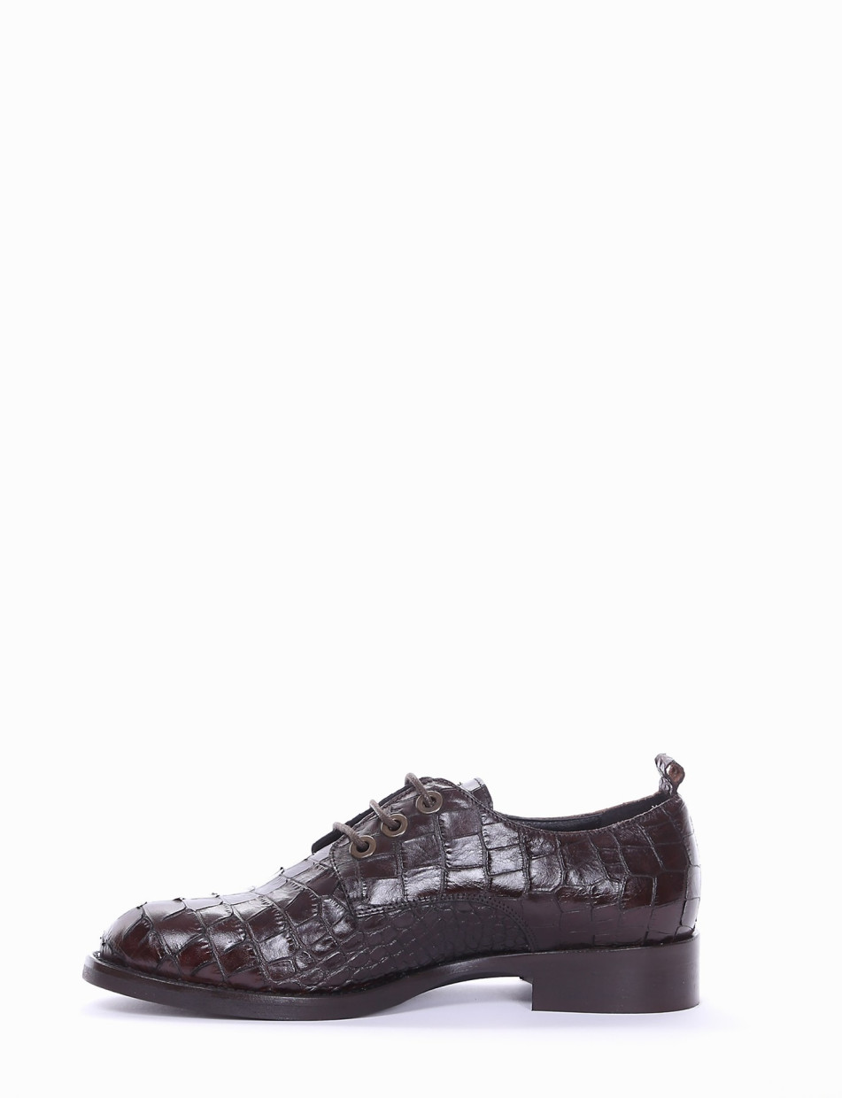 Lace-up shoes heel 2 cm dark brown coconut