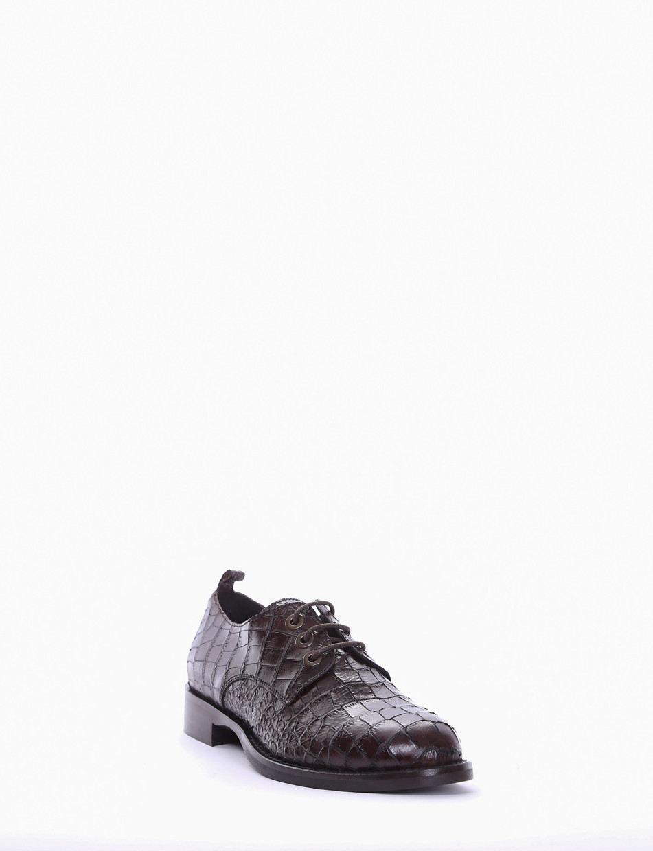 Lace-up shoes heel 2 cm dark brown coconut
