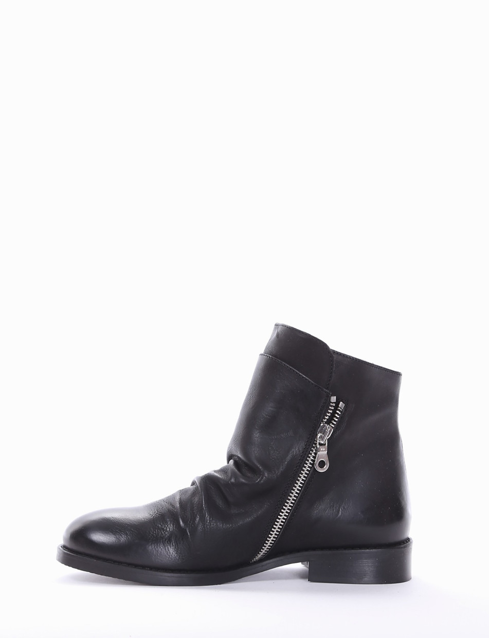 Low heel ankle boots heel 2 cm black leather