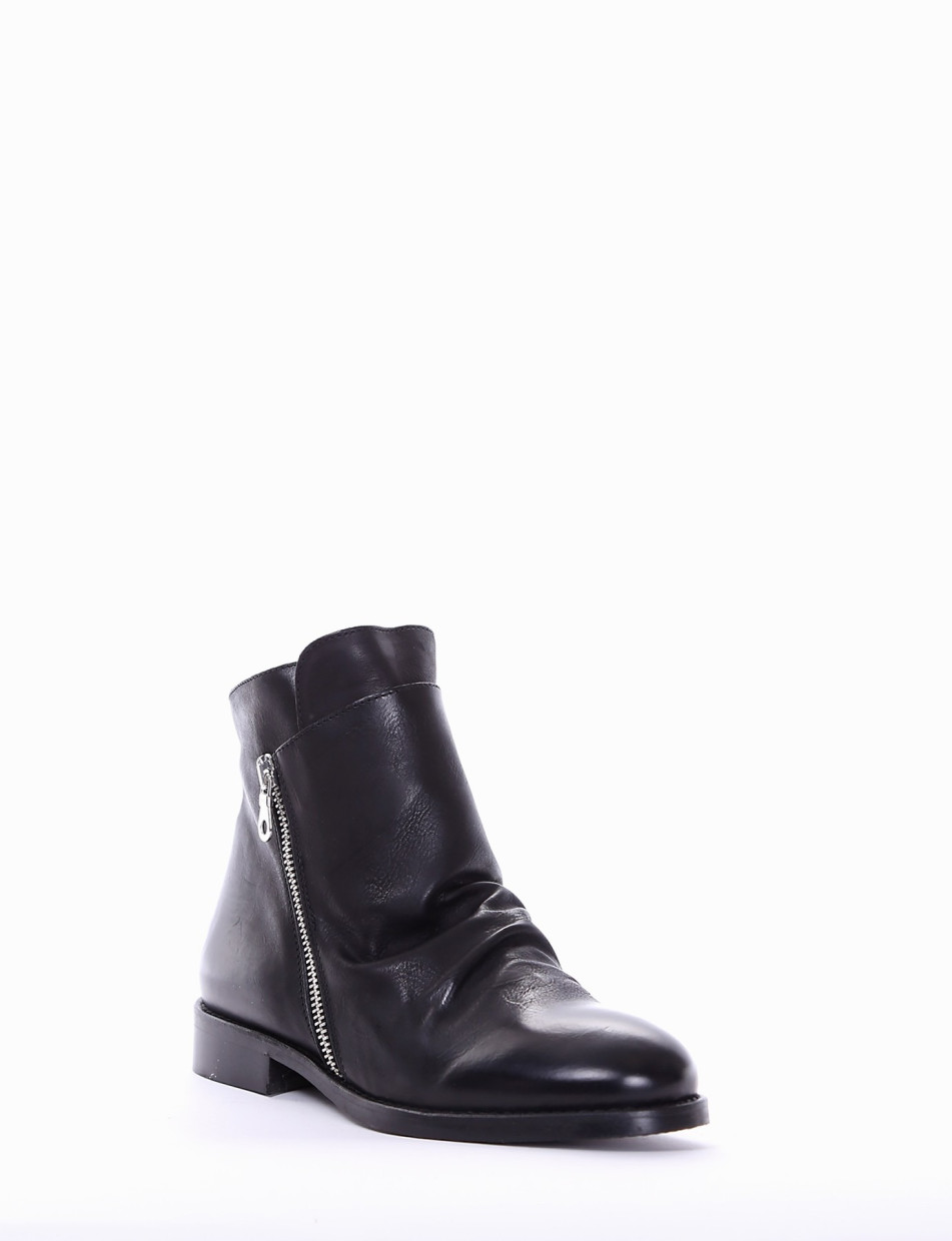 Low heel ankle boots heel 2 cm black leather