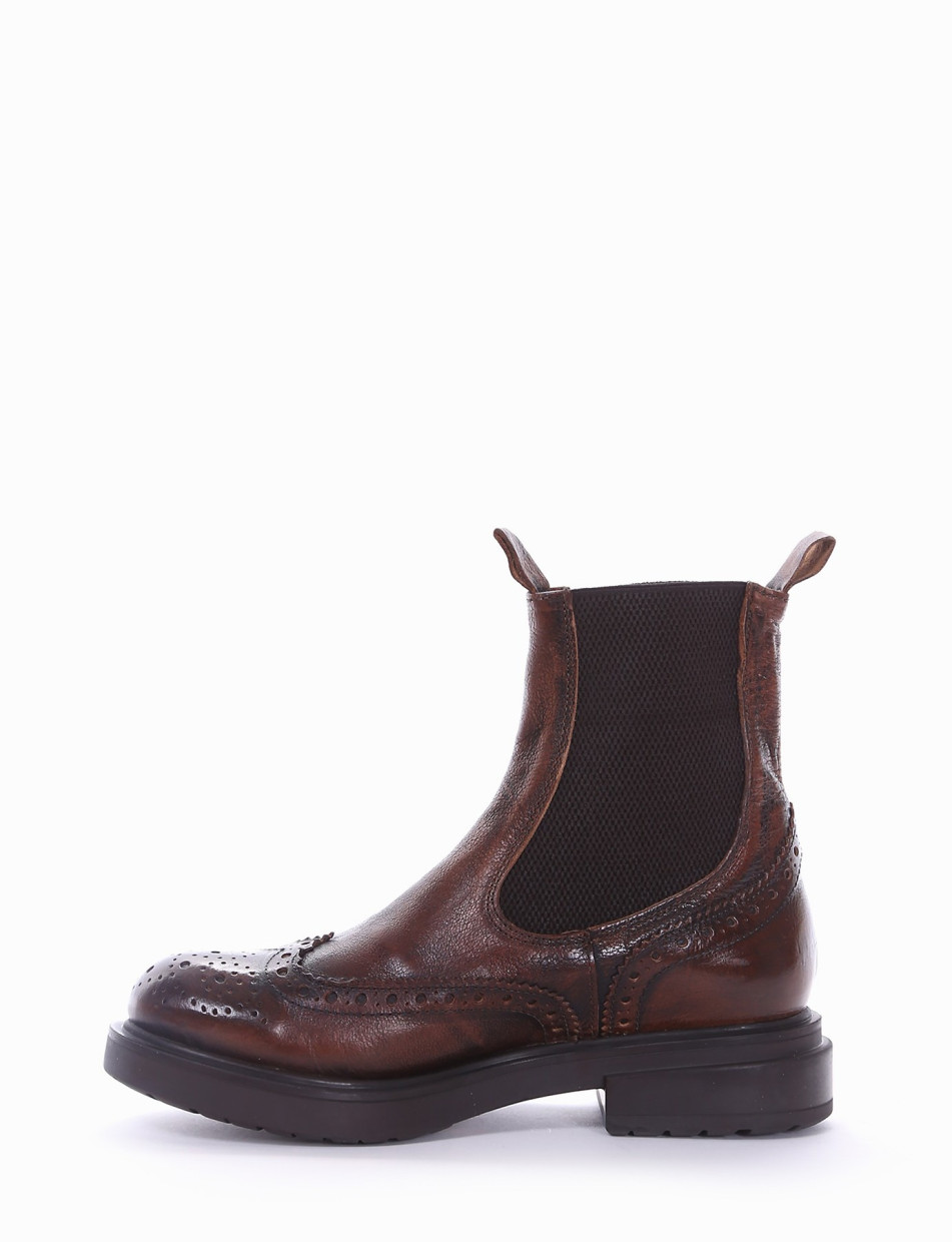 Low heel ankle boots heel 2 cm brown leather