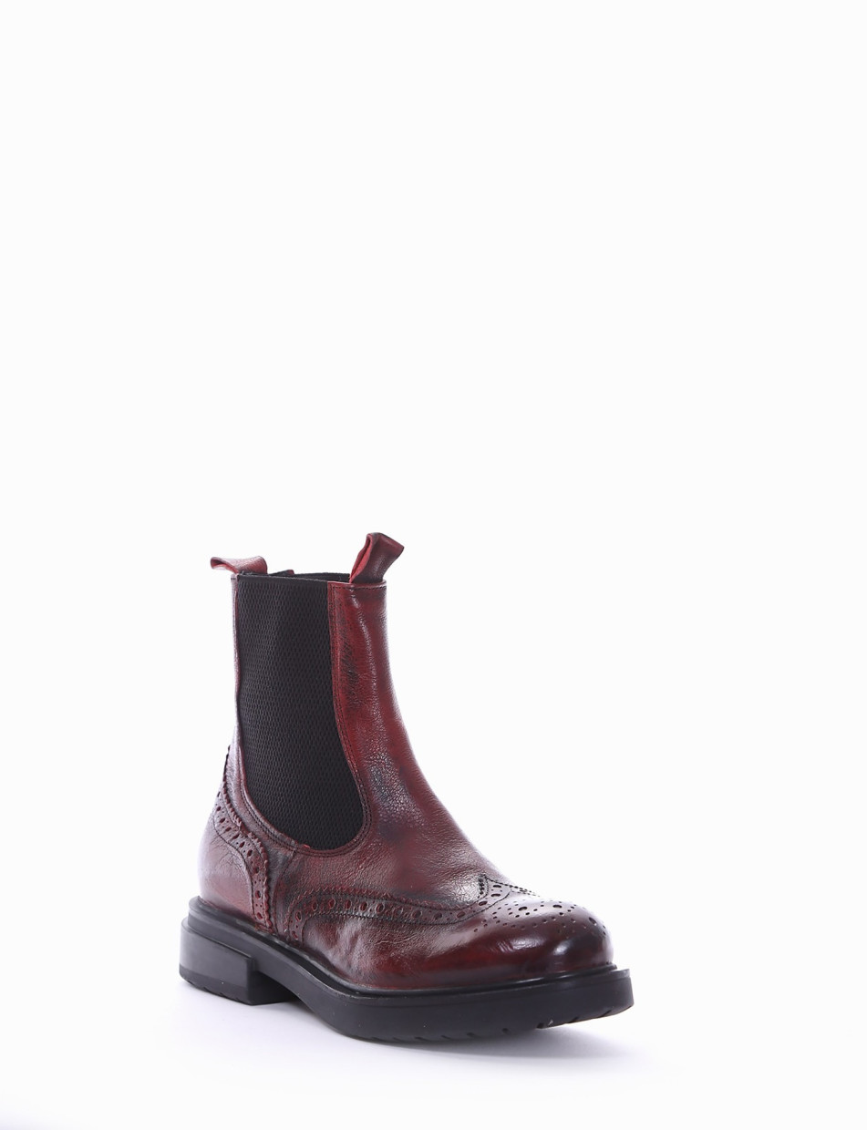 Low heel ankle boots heel 2 cm red leather