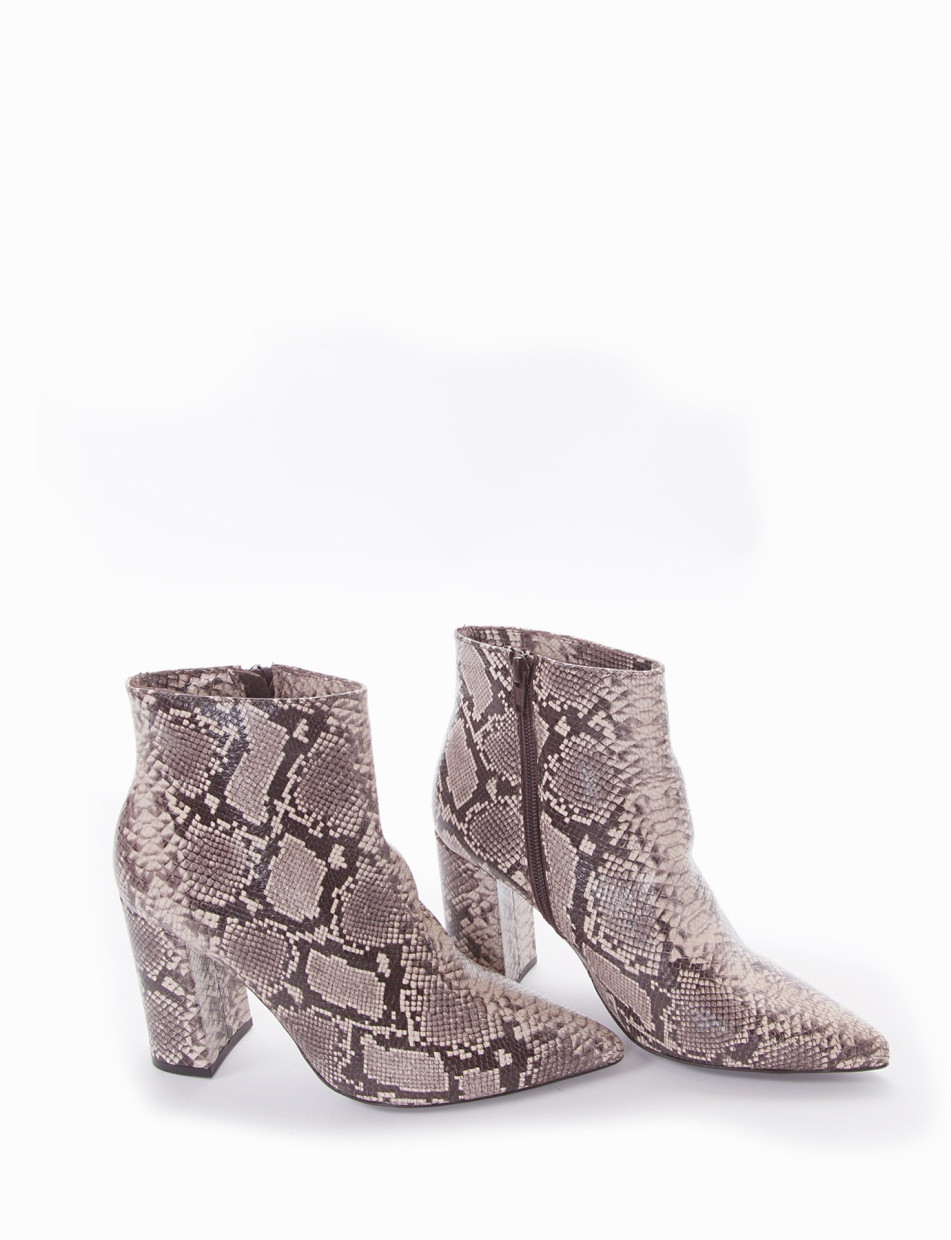 High heel ankle boots heel 9 cm multicolor python