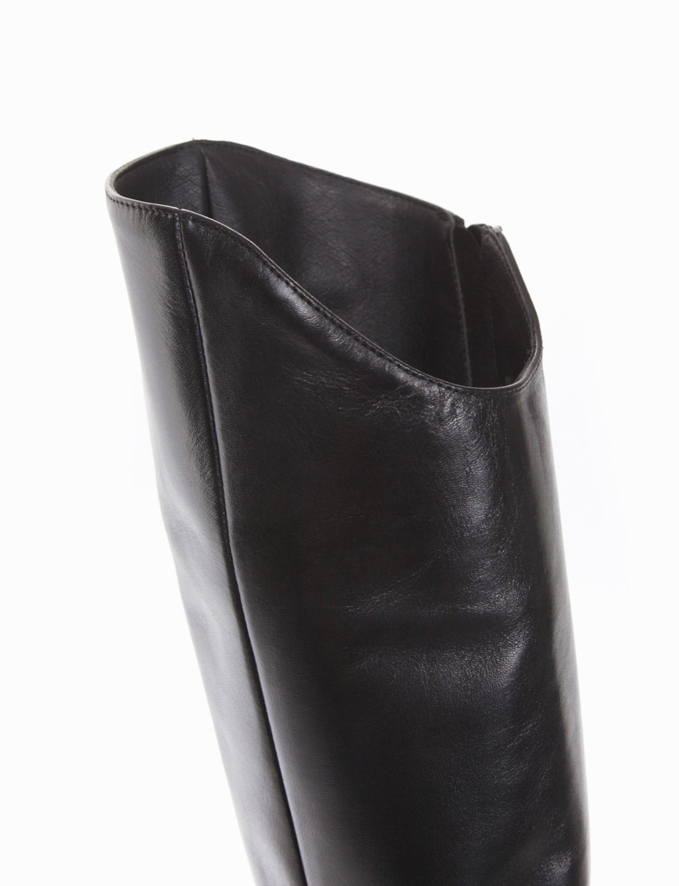 High heel boots heel 10 cm black leather