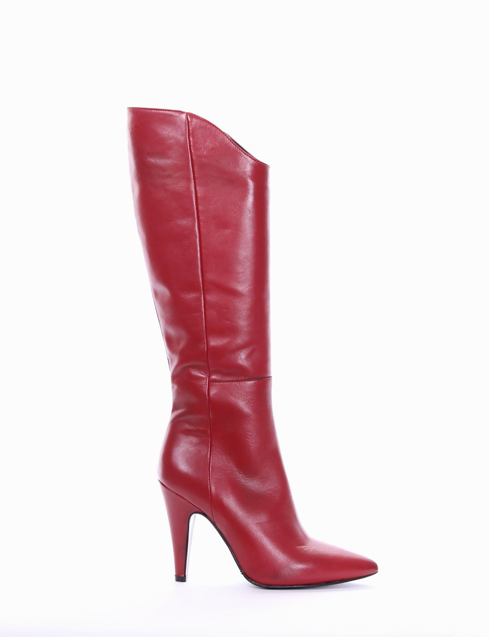 High heel boots heel 10 cm red leather