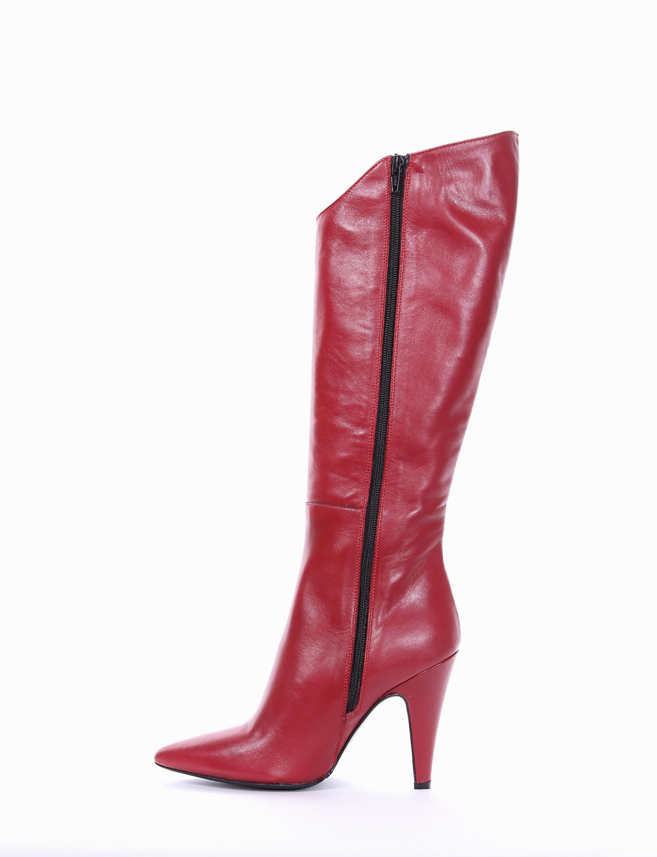 High heel boots heel 10 cm red leather