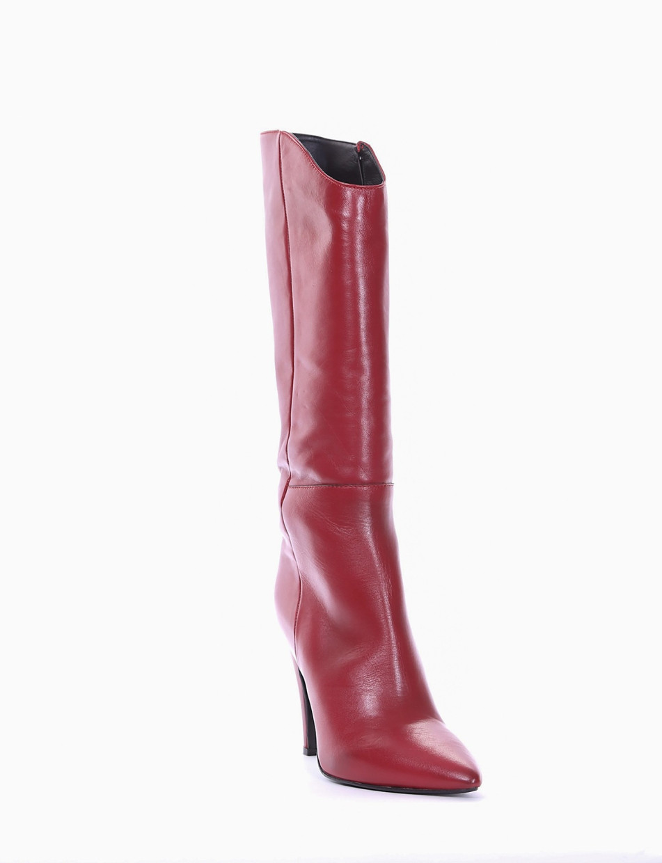 High heel boots heel 10 cm red leather