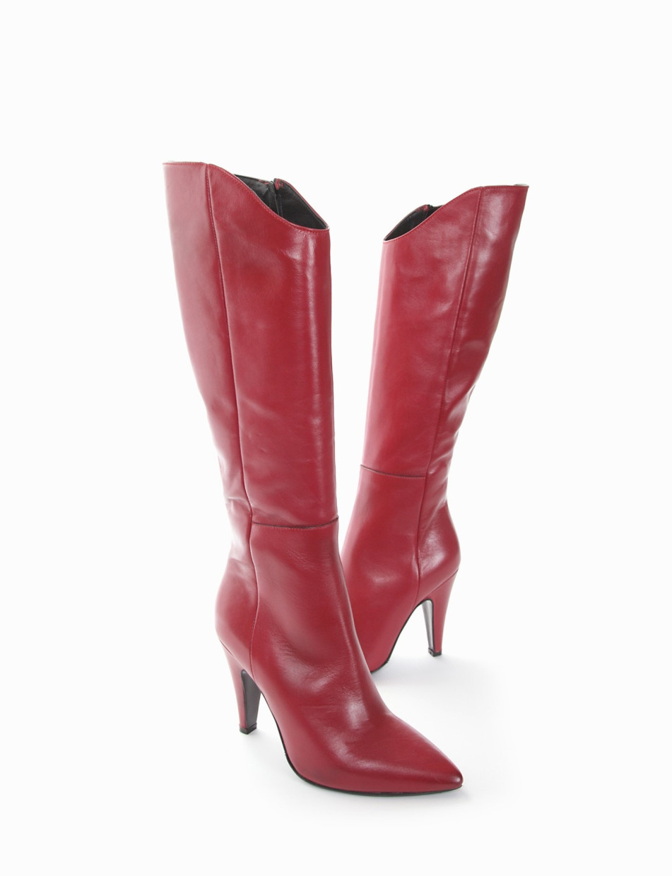 High heel boots heel 10 cm red leather