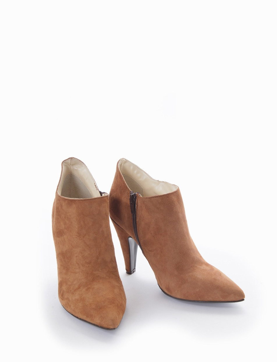 High heel ankle boots heel 10 cm brown chamois