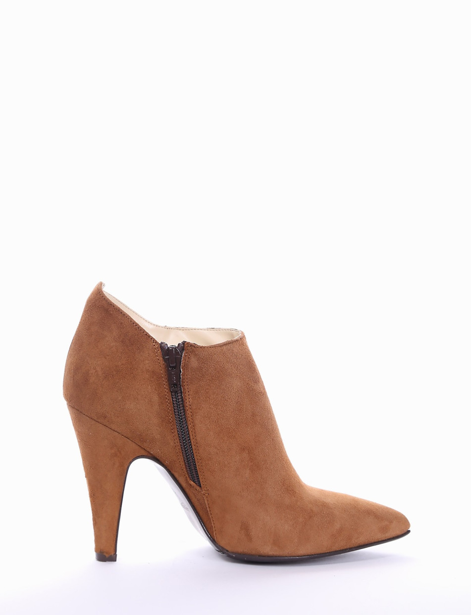 High heel ankle boots heel 10 cm brown chamois