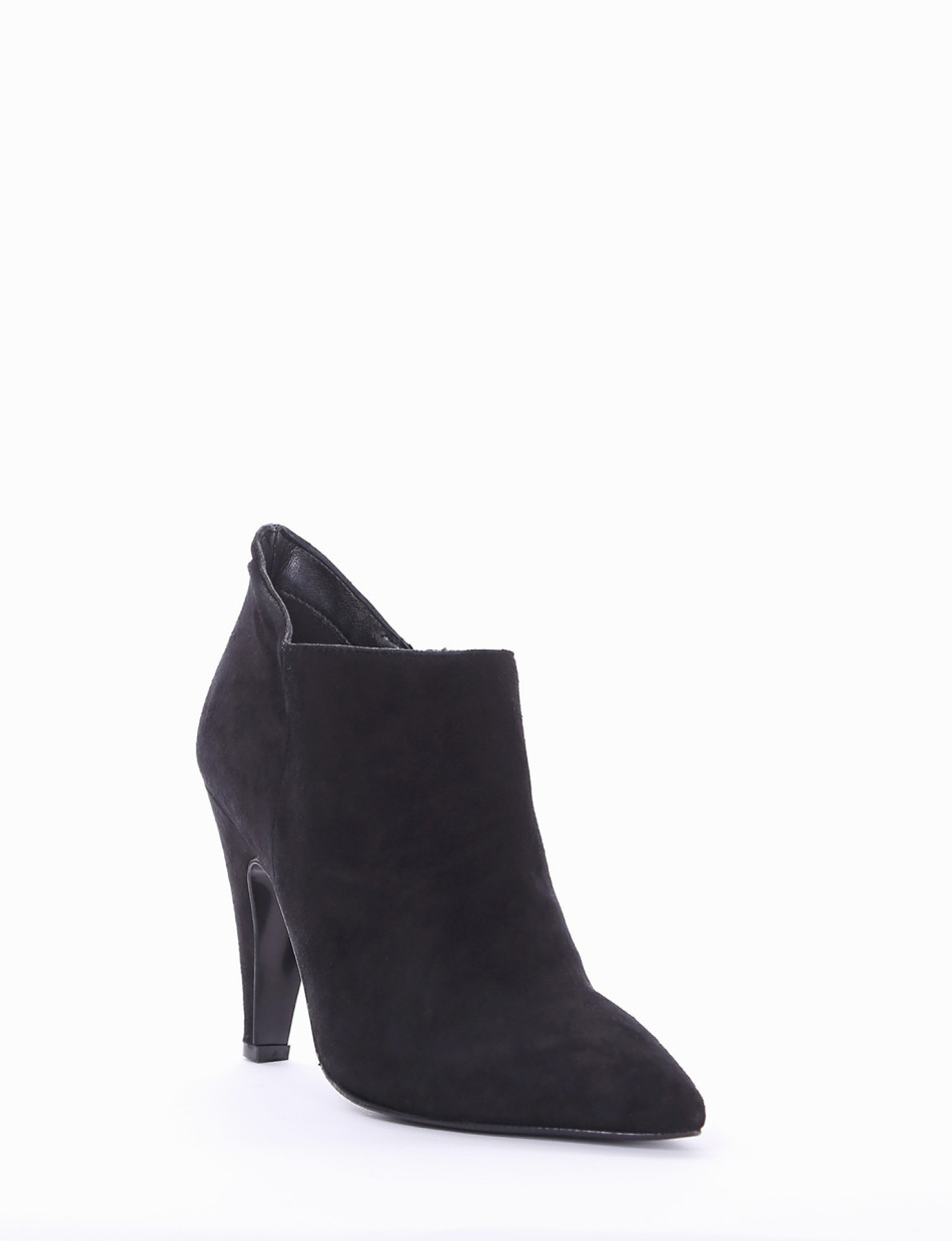 High heel ankle boots heel 10 cm black chamois