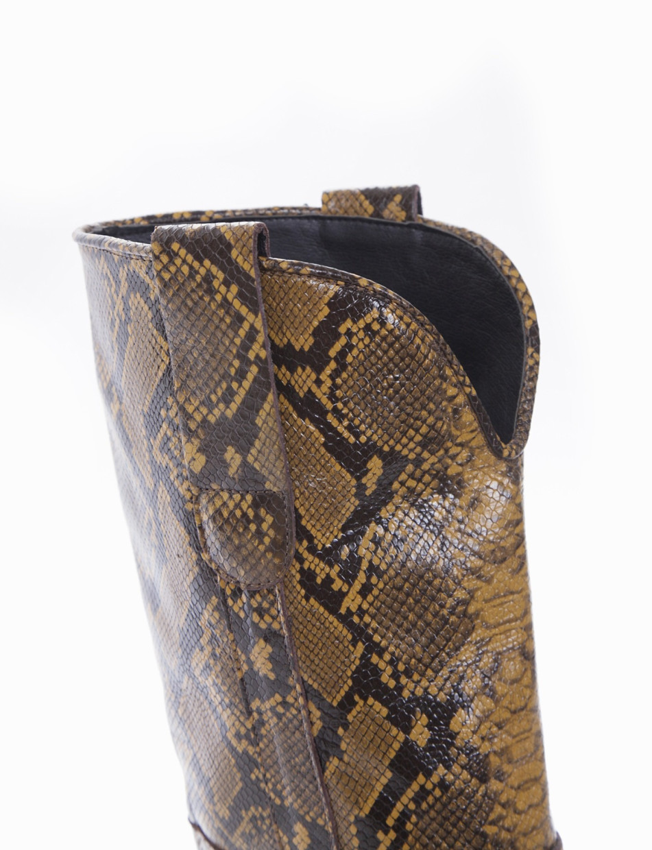 High heel boots heel 10 cm yellow python