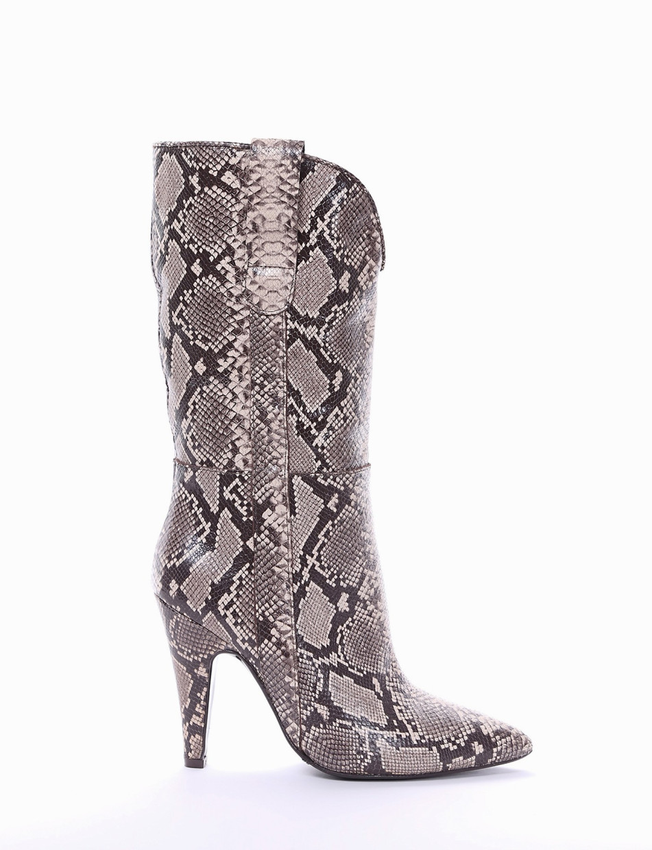 High heel boots heel 10 cm multicolor python