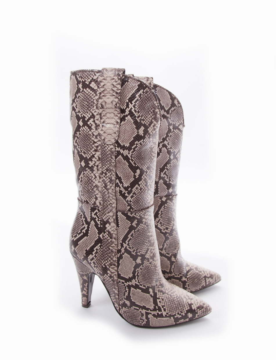 High heel boots heel 10 cm multicolor python