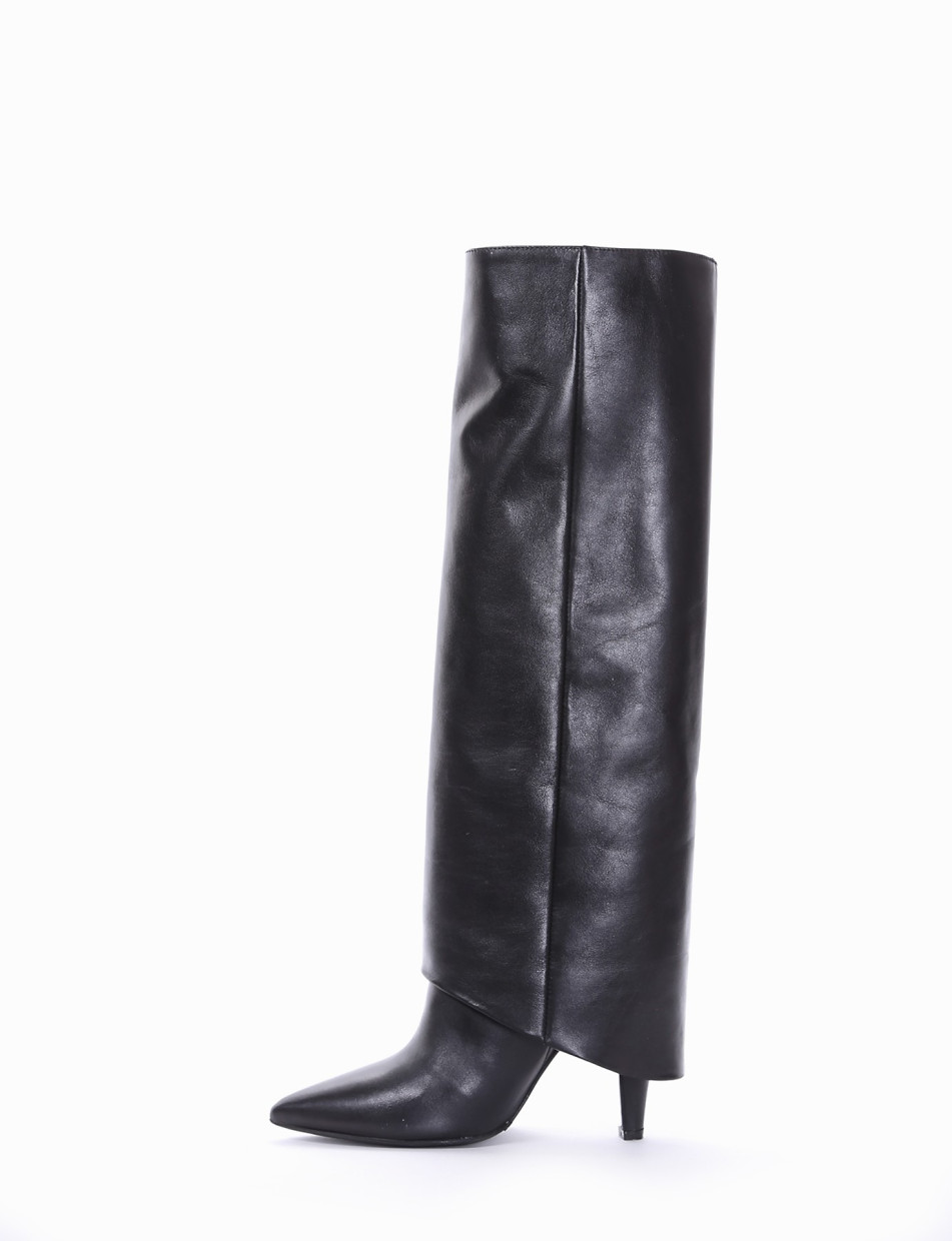 High heel boots heel 10 cm black leather