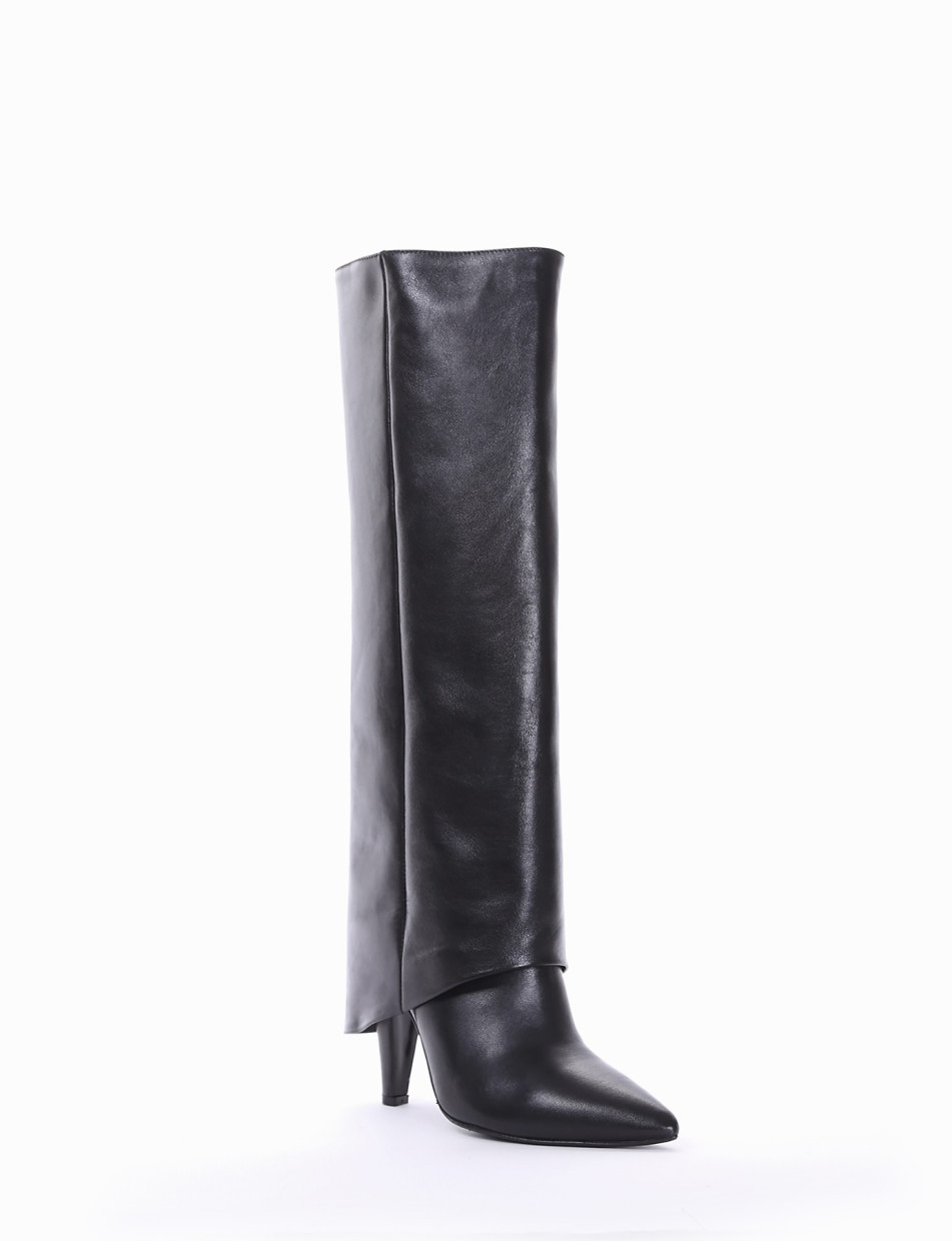 High heel boots heel 10 cm black leather