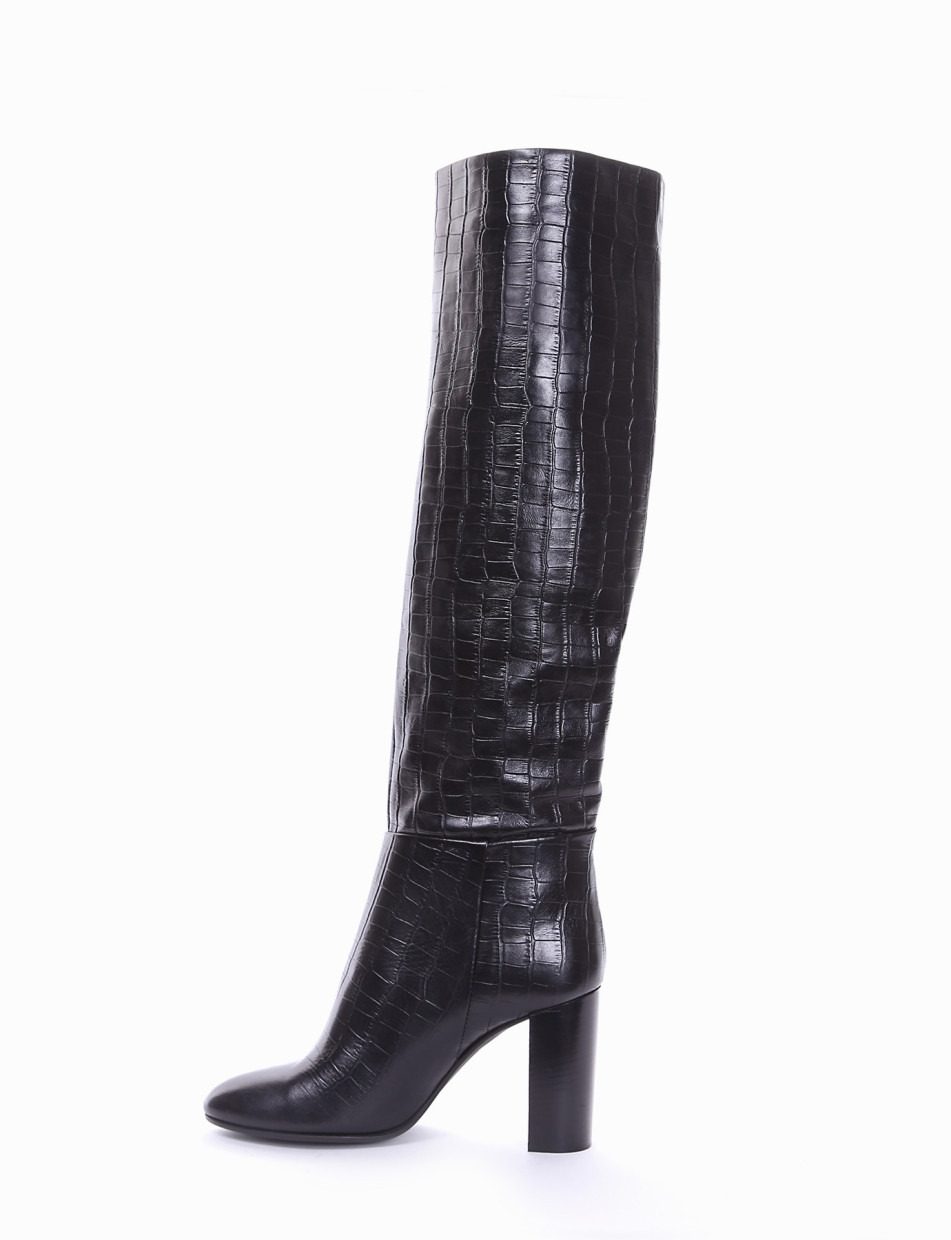 High heel boots heel 9 cm black coconut