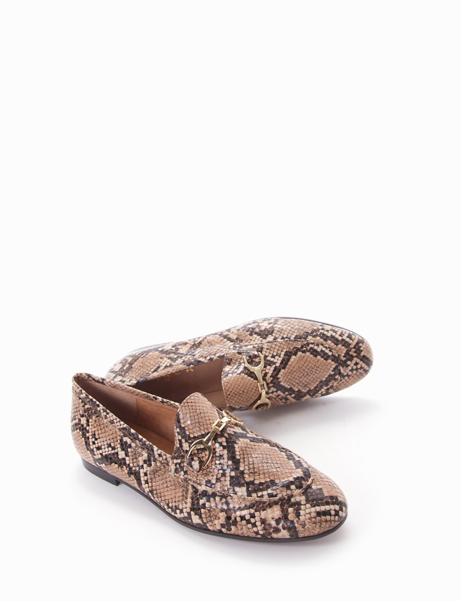 Loafers heel 1 cm brown python