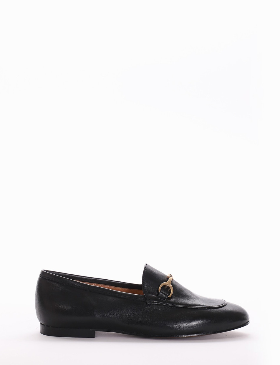 Loafers heel 1 cm black leather