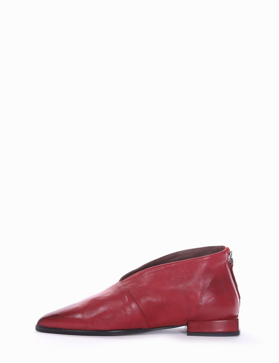 Low heel ankle boots heel 1 cm red leather