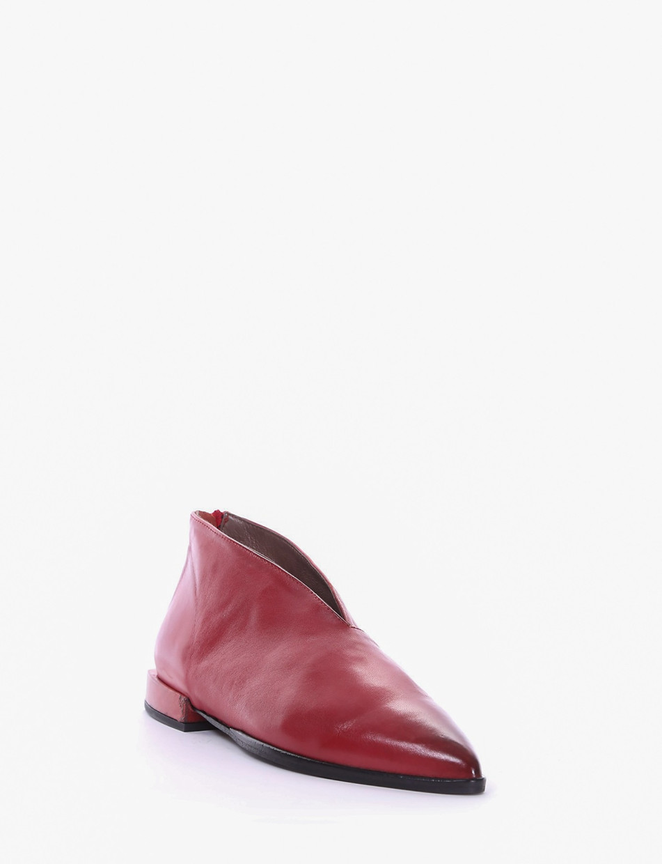 Low heel ankle boots heel 1 cm red leather